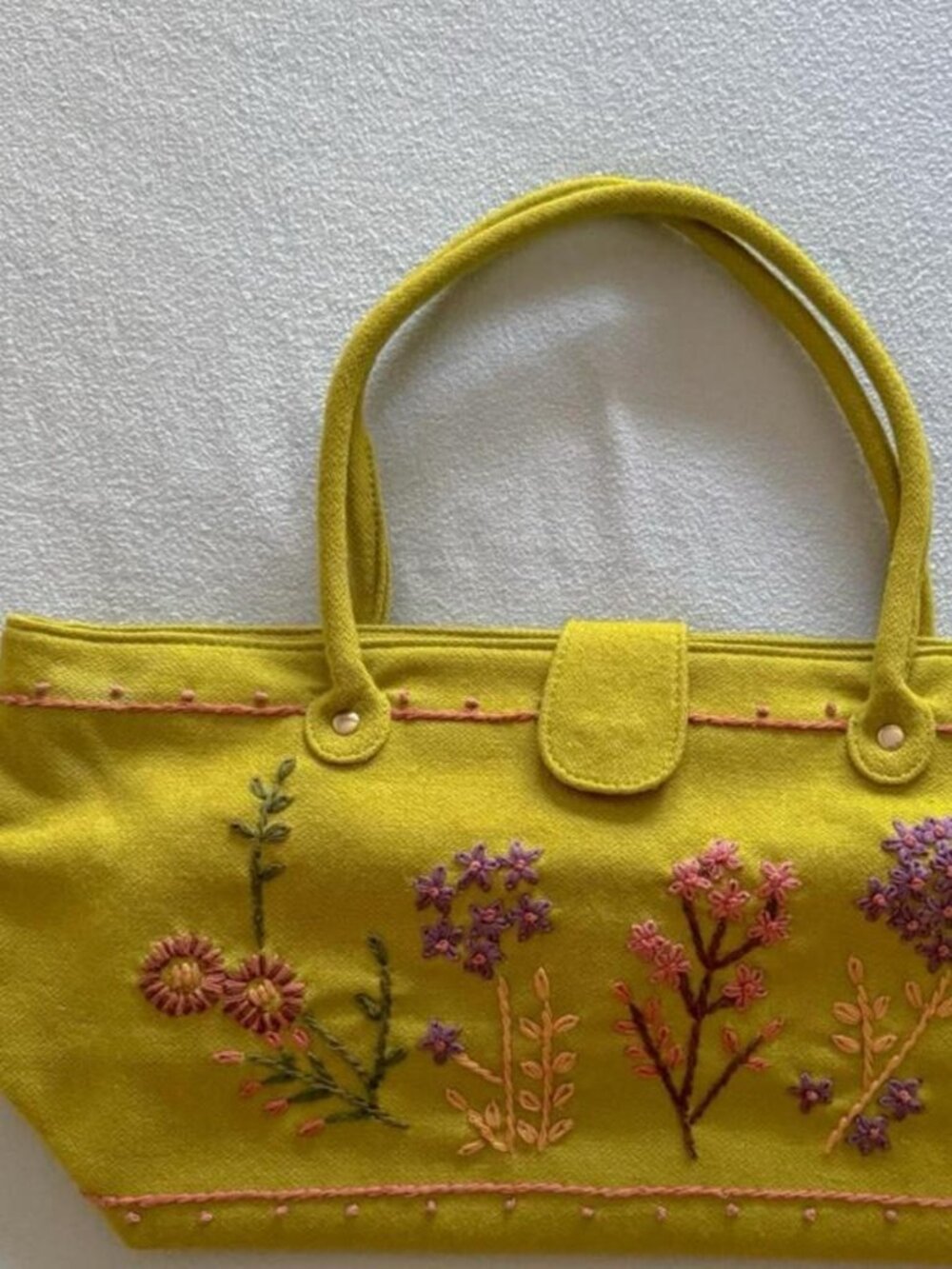 Vintage yellow green floral purse